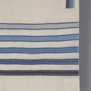 Tallit with Five Stripes of Blue
